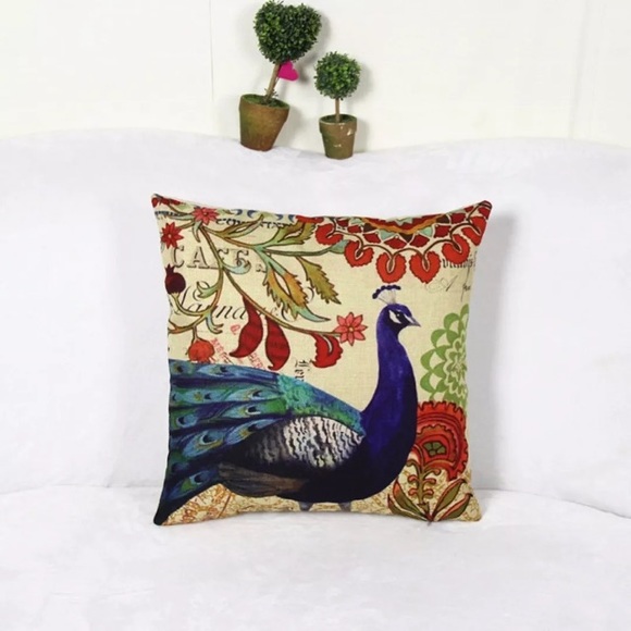 Other - Colorful Peacock Floral Pillow Cover S1